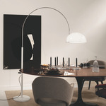 Coupe Arc Floor Lamp - Chrome / White