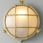 Brass Bulkhead Outdoor Wall Sconce - Brass / Frosted