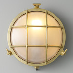 Brass Bulkhead Outdoor Wall Sconce - Brass / Frosted