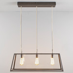 Diner Linear Pendant - Weathered Brass / Clear