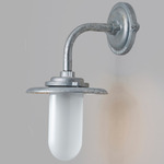 Bracket 7677 Angle Outdoor Wall Light - Galvanized Silver / Frosted