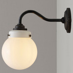 Hampton Wall Sconce - Weathered Brass / Opal