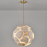 Pebble Pendant - Brushed Brass / Natural White