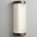 Pillar Wide Wall Sconce - Weathered Brass / Clear