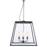 Quad Damp Pendant - Weathered Brass / Clear