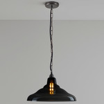 Glass School Anthracite Pendant - Weathered Brass / Anthracite