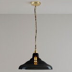 Glass School Anthracite Pendant - Brass / Anthracite