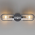 Weatherproof Ship Double Wall Sconce - Chrome / Clear