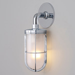 Weatherproof Ships Outdoor Wall Sconce - Chrome / Frosted