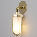 Weatherproof Ships Outdoor Wall Sconce - Polished Brass / Frosted