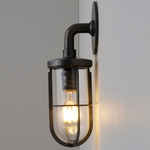 Weatherproof Ships Outdoor Wall Sconce - Weathered Brass / Clear