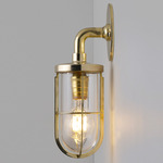 Weatherproof Ships Outdoor Wall Sconce - Polished Brass / Clear