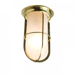 Ships Companionway Outdoor Ceiling Flush Light - Polished Brass / Frosted