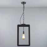 Square Outdoor Pendant - Weathered Brass / Clear