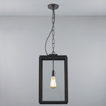 Square Outdoor Pendant - Weathered Brass / Clear