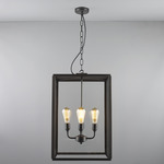 Square Outdoor Pendant - Weathered Brass / Clear