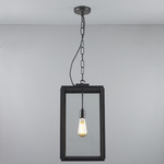 Square Outdoor Pendant - Weathered Brass / Clear