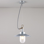 Well Visor Indoor / Outdoor Pendant - Galvanized / Frosted