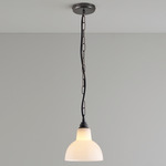 Glass York Pendant - Weathered Brass / Opal