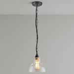 Glass York Pendant - Weathered Brass / Clear