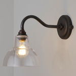 Glass York Wall Sconce - Weathered Brass / Clear