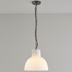 Glass York Pendant - Weathered Brass / Opal