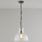 Glass York Pendant - Weathered Brass / Clear