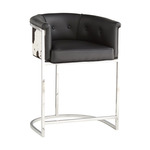 Calvin Hide Counter Stool - Polished Nickel / Black / White