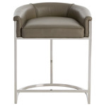 Calvin Counter Stool - Dove Leather / Polished Nickel