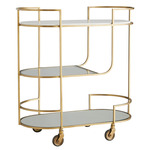 Trainor Bar Cart - Antique Brass / Clear
