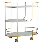 Trainor Bar Cart - Antique Brass / Clear