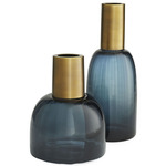 Huff Vases Set of 2 - Navy Blue