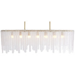 Leighton Linear Chandelier - Antique Brass / Clear Seeded