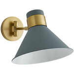 Lane Adjustable Wall Sconce - Antique Brass / Cadet Blue