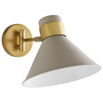 Lane Adjustable Wall Sconce - Antique Brass / Taupe