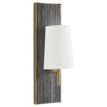 Kapri Wall Sconce - Black Chiseled Marble / Off White Linen