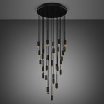 Exhaust Cascade Multi Light Pendant - Graphite / Brass