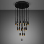 Exhaust Classic Multi Light Pendant - Graphite / Brass