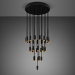 Exhaust Classic Multi Light Pendant - Graphite / Brass