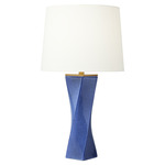 Lagos Table Lamp - Frosted Blue / White Linen