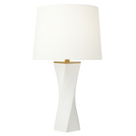 Lagos Table Lamp - White Leather / White Linen