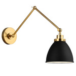 Wellfleet Double Arm Dome Wall Sconce - Burnished Brass / Midnight Black