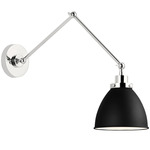 Wellfleet Double Arm Dome Wall Sconce - Polished Nickel / Midnight Black