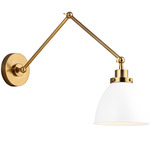 Wellfleet Double Arm Dome Wall Sconce - Burnished Brass / Matte White