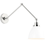 Wellfleet Double Arm Dome Wall Sconce - Polished Nickel / Matte White