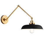 Wellfleet Double Arm Wide Wall Sconce - Burnished Brass / Midnight Black