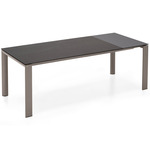 Dorian Extendable Dining Table - Matte Taupe Metal Legs/ Frame / Grey Ceramic Top/ Graphite Laminate Leaf