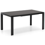 Dorian Extendable Dining Table - Matte Black Metal Legs/ Frame / Grey Ceramic Top/ Graphite Laminate Leaf