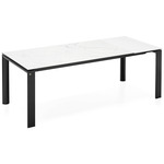 Dorian Extendable Dining Table - Matte Black Metal Legs/ Frame / White Marble Ceramic Top/ White Laminate Leaf