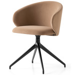 Tuka Upholstered Swivel Chair - Matte Black / Camel Brown Velvet